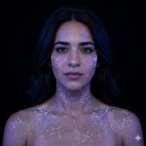 Front portrait with constellations