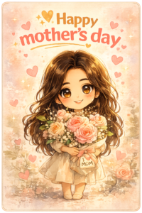 Chibi cartoon character Happy mother’s day