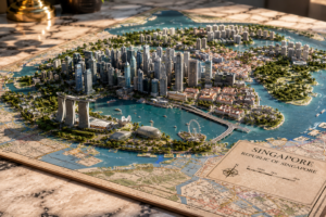 Hyperrealistic architectural model of Singapore