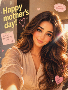 Trendy Y2K selfie aesthetic social media poster design Happy mother’s day!