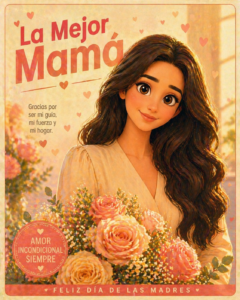Style cover or retro poster A happy mother day Prompt