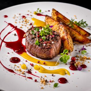 artistic molecular cuisine beef fillet