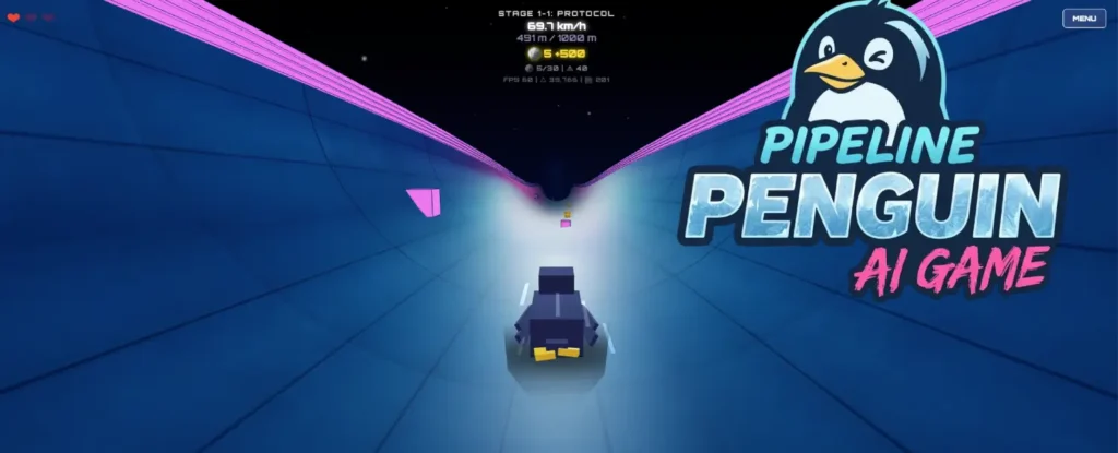 Pipeline Penguin Game – Free 3D Half-Pipe Game
